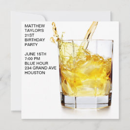 メンズウィスキーカクテルグラス誕生日パーティー 招待状