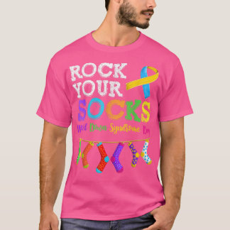 メンズウィメンズキッドダウン症候群認識度シャツ、ロック Tシャツ