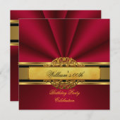 メンズウィメンズダークエレガントレッド金ゴールドパーティー 招待状 (正面/裏面)