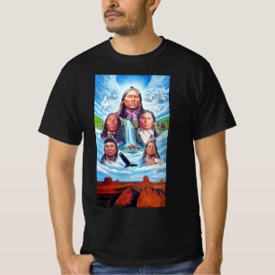 メンズウェアファッションネイティブアメリ絵画カ人 Tシャツ