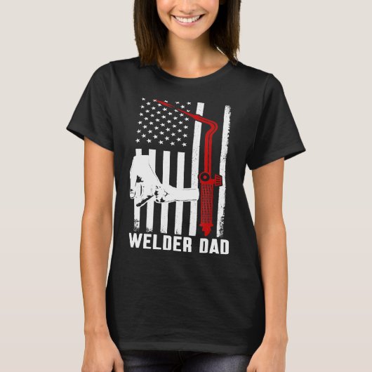 メンズウェルダーパパ溶接トーチ愛国的アメリカU Tシャツ (正面)