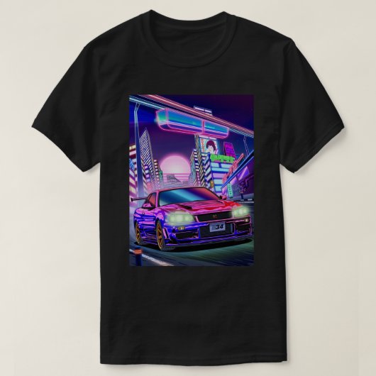 メンズウォメンズニッサンスカイラインGt-R R34気化波 Tシャツ (デザイン正面)