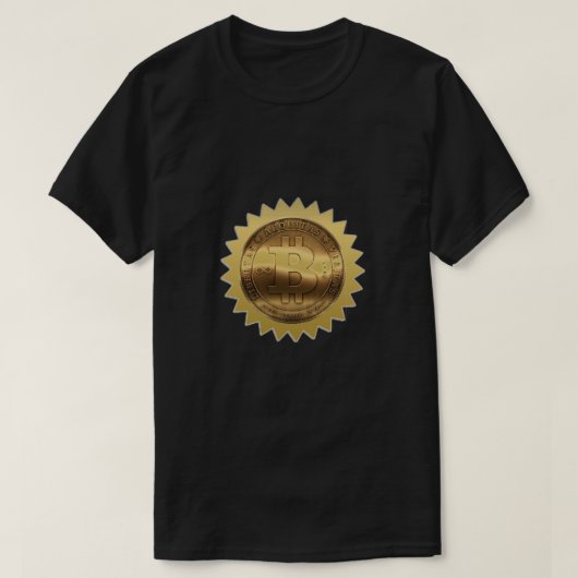 メンズウォメンズブラック金ゴールドビットコイン暗号通貨 Tシャツ (デザイン正面)