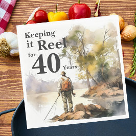 メンズウォーターカラー魚釣り誕生日パーティー スタンダードランチョンナプキン