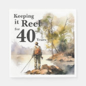 メンズウォーターカラー魚釣り誕生日パーティー スタンダードランチョンナプキン (正面)