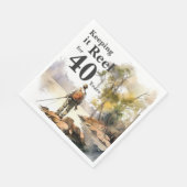 メンズウォーターカラー魚釣り誕生日パーティー スタンダードランチョンナプキン (角)