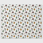 メンズウオータカラー魚釣りギアパターン ラッピングペーパー (フラット)