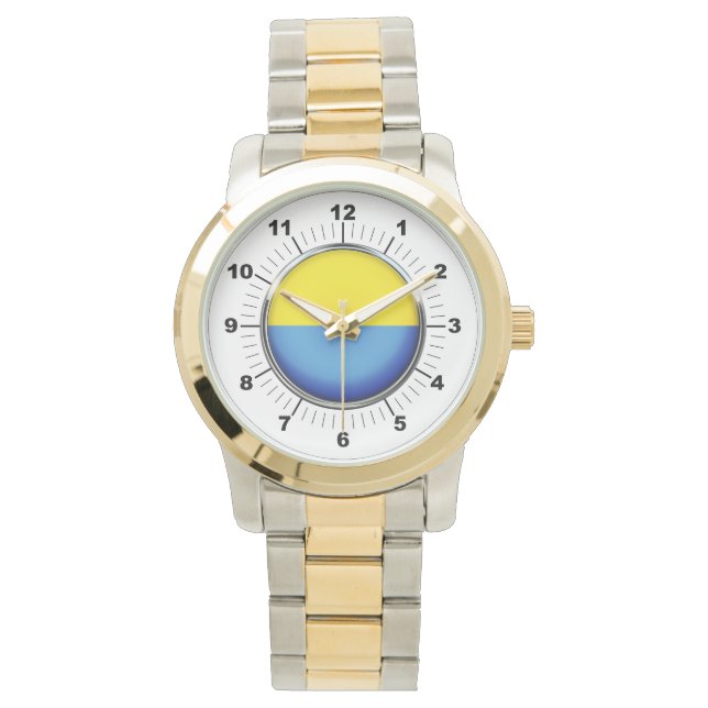 メンズウクライナFlオーバーサイズツートーンブレスレットウォッチ 腕時計 (正面)