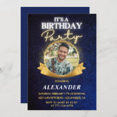 メンズエレガント34th誕生日招待状シック 招待状 (正面/裏面)