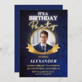 メンズエレガント49th誕生日招待状シック 招待状 (正面/裏面)