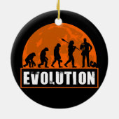 メンズエレクトリシャンおもしろいパパ人間の進化 セラミックオーナメント (裏面)