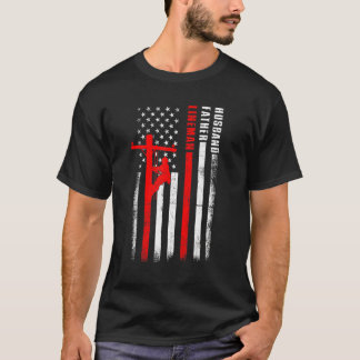 メンズエレクトリックケーブルラインマン夫ファーザーパパ脂肪 Tシャツ