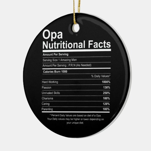 メンズオおもしろいパ祖父パパ栄養ファクト セラミックオーナメント (左)