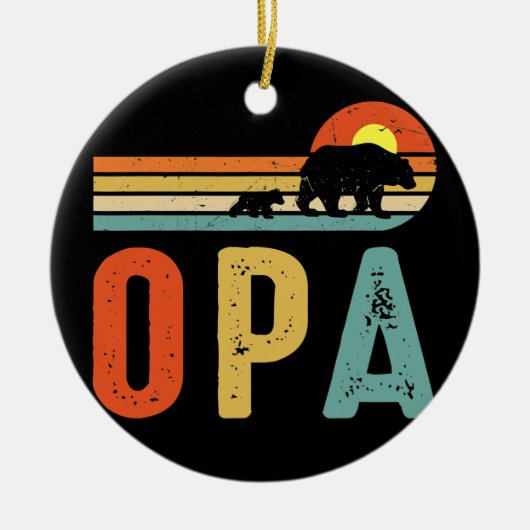 メンズオパベアメンズヴィンテージレトロベアデコール セラミックオーナメント (正面)