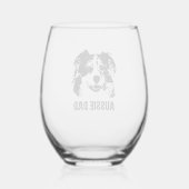 メンズオーストラリアパパ – オーストラリアの羊飼い犬パパ ステムなしワイングラス (裏面)