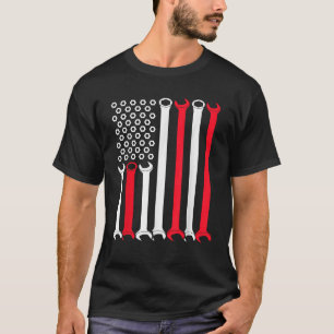 メンズオートリペアマンカー整備士USA国旗jの4日 Tシャツ