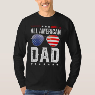 メンズオールアメリカパパファミリー7月4日Am Tシャツ