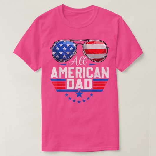 メンズオールアメリカパパ7月の4thトップパパ誕生日 tシャツ (デザイン正面)