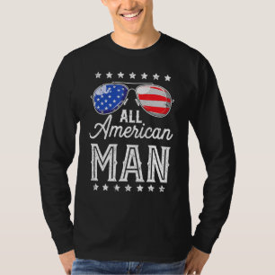 メンズオールアメリカンマンレトロサングラス7月4日 Tシャツ