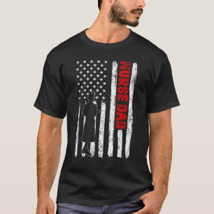 メンズカッコいいファーザーズデイアメリカ国旗のナースパパ4日 Tシャツ