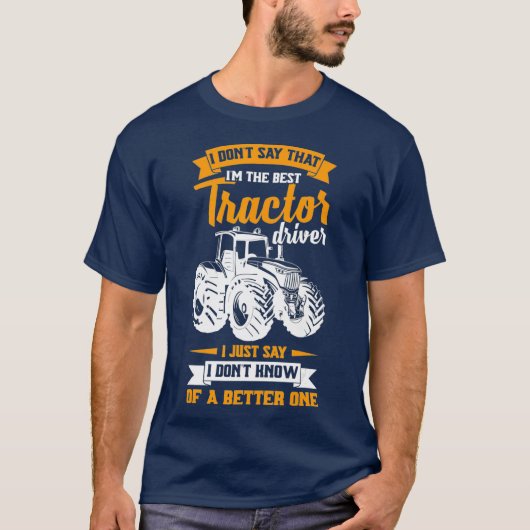 メンズカッコいい農家ことわざトラクタドライバ Tシャツ (正面)