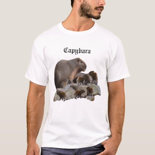 メンズカピバラMummyと彼女のベビーTシャツ Tシャツ (正面)