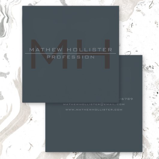 メンズカラー、モノグラムの深いカラー、ミュートされたカラー スクエア名刺