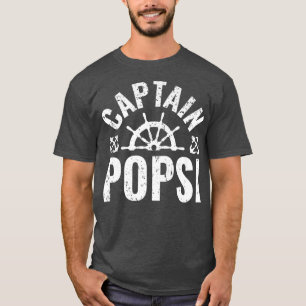 メンズキャプテンポプシボートオーナーレイクボーティングファーザー Tシャツ