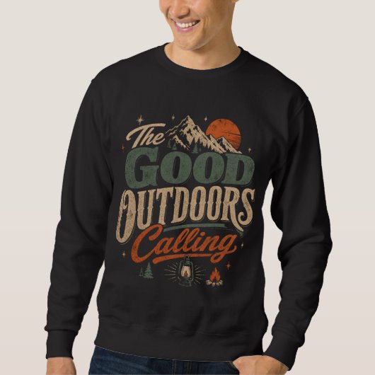 メンズキャンピングハイキングTシャツ スウェットシャツ (正面)