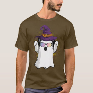 メンズキュート幽霊衣服ハットウィッチとメンズヘアサングラ Tシャツ
