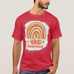 メンズキュートADHD認識度レインボーオレンジリボンメンズ Tシャツ