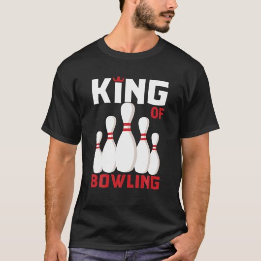 メンズキングオブボーリングおもしろいボウリングをする人、 クリケットの投手 Tシャツ (正面)