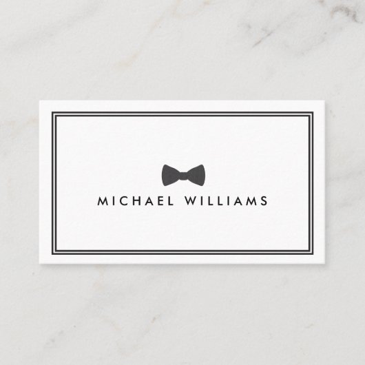 メンズクラシックの弓タイのロゴ – 白黒 名刺 (正面)