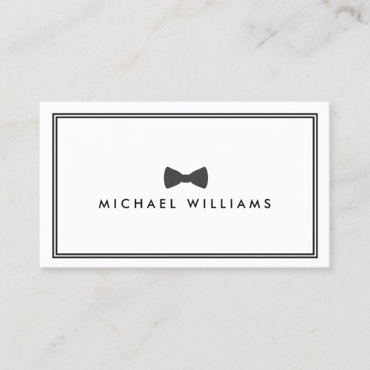 メンズクラシックの弓タイのロゴ – 白黒 名刺 (正面)