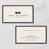 メンズクラシックアイボリーボウタイロゴブラック 名刺 (正面/裏面)