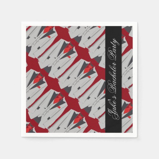 メンズグパーソナライズされたレースーツ&レッドタイナプキンス スタンダードカクテルナプキン (正面)