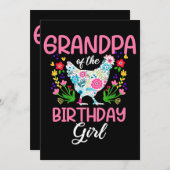 メンズグランドパオブザ誕生日ガールシャツファームシック 招待状 (正面/裏面)