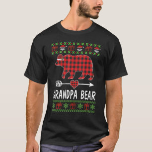 メンズグランドパベアベサンタレッドプレイドファミリーパジャマF Tシャツ