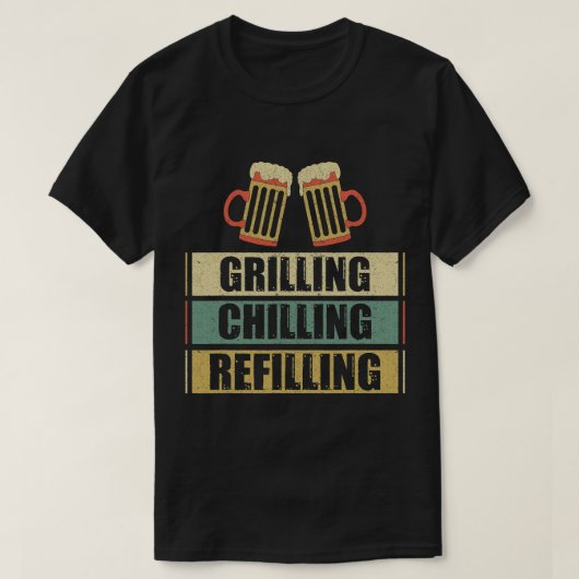 メンズグリル冷たい再充填バおもしろいーベキューPu Tシャツ (デザイン正面)