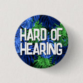 メンズグリーンブルー葉ジャングル懸命聴覚 缶バッジ (正面)