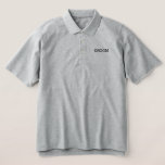 メンズグルームクラシックポロシャツ<br><div class="desc">新郎のための美しいクラシックのポロシャツは、黒い刺繍の文字とヘザーの灰色の色で示されている。こカスタマイズの品目</div>