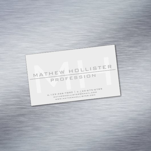 メンズグレイモノグラムの名刺マグネット マグネット名刺 (インサイチュ)