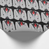 メンズグレーのスーツと赤のネクタイ ラッピングペーパー (角)