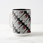 メンズグレースーツとレッドタイコーヒーマグ ツートーンマグカップ (正面左)