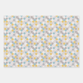 メンズグレー金ゴールドブルーラップPapのセット ラッピングペーパーシート