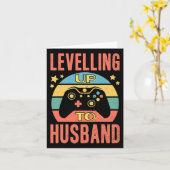 メンズゲーマー夫レベリング結婚アップ婚約 カード (黄色い花)