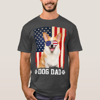 メンズコカッコいいルギドッグパパアメリカ国旗の父親の日1 Tシャツ
