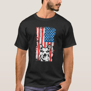 メンズコルギドッグアメリカ国旗7月4日 Tシャツ