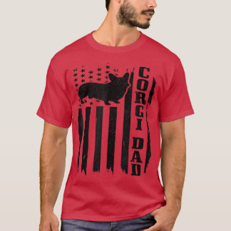 メンズコルギパパヴィンテージアメリカ国旗の愛国心 Tシャツ
