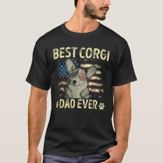 メンズコ最高のルギパパエバーダディーアメリカンフラッグドッグL Tシャツ